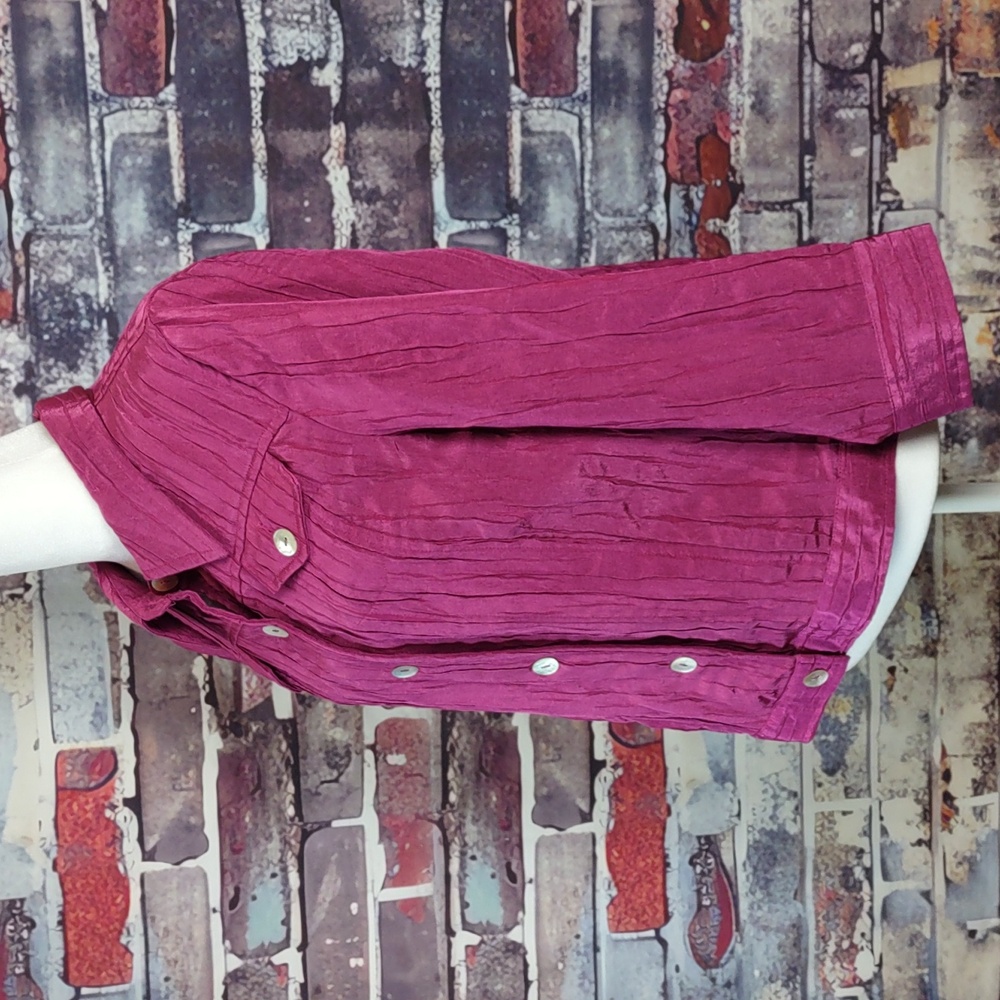 Ruby Rd. Crinkle/Pucker Denim-Style Jacket - Picture 3 of 7
